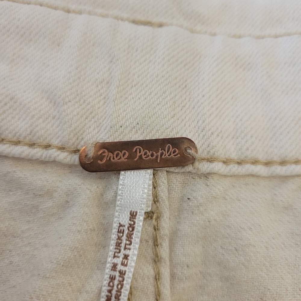 Free People Skirt Womens 2 Beige Cream Paperbag Waist Pockets Boho Belted Mini - Picture 7 of 16